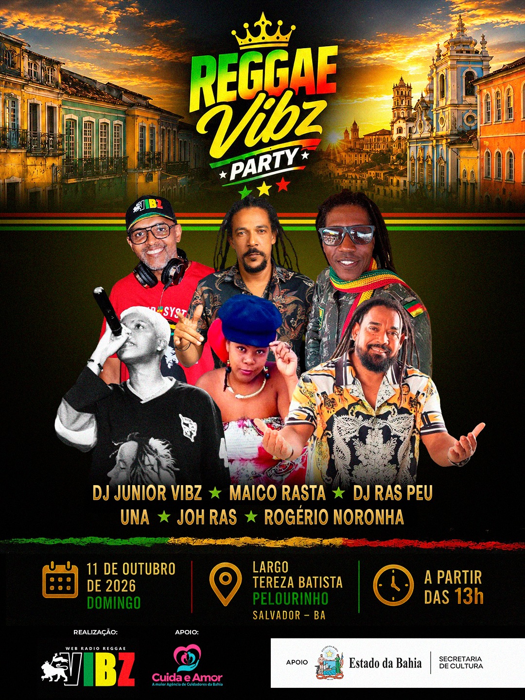 Reggae Vibz Party reúne DJs no Largo Tereza Batista